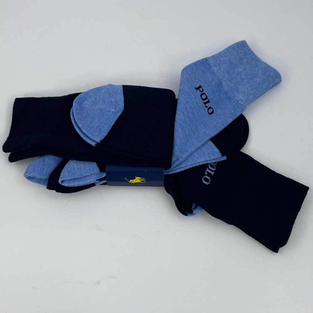POLO RALPH LAUREN THREE PAIRS OF MENS SOCKS, TWO NAVY BLUE ONE LIGHT BLUE - Picture 6 of 8